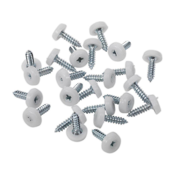 Sealey Numberplate Screw Plastic Enclosed Head 4.8 x 18mm White Pack of 50 PTNP1 Sealey - Town Tools 