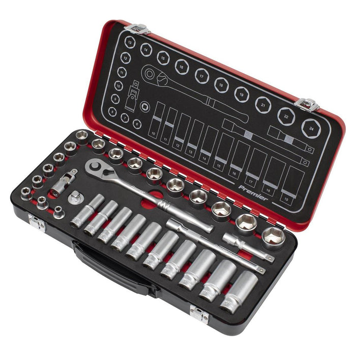 Sealey Premier Platinum Premier Platinum Socket Set 3/8"Sq Drive 32pc AK7922 Sealey Premier Platinum - Town Tools 
