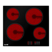 Baridi Integrated Ceramic Hob with 4 Cooking Zones 60cm - Black Glass