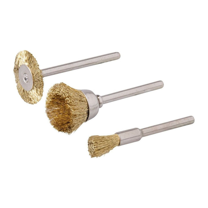 Silverline Rotary Tool Brass Wire Brush Set 3pce 5, 15, 20mm Dia Silverline - Town Tools 