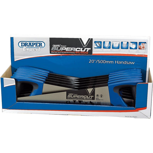 Draper Expert Supercut Soft Grip Hardpoint Handsaw, 500mm/20", 7tpi/8ppi (Dispenser of 12) Draper - Town Tools