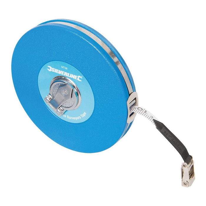 Silverline Fibreglass Surveyors Tape 30m / 100ft x 13mm Silverline - Town Tools 