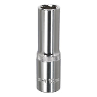 Sealey WallDrive Socket 13mm Deep 1/2"Sq Drive Fully Polished SP1213D