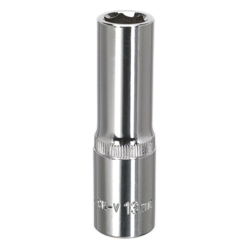 Sealey WallDrive Socket 13mm Deep 1/2"Sq Drive Fully Polished SP1213D Sealey - Town Tools 