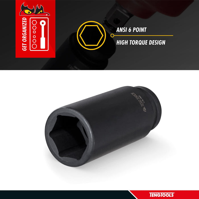 Teng Tools 1/2" Deep Impact Socket ANSI Metric 24mm Teng Tools - Town Tools 