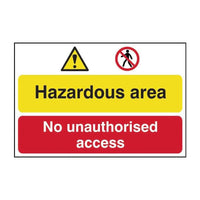 Scan Hazardous Area / No Unauthorized Access - PVC Sign 600 x 400mm
