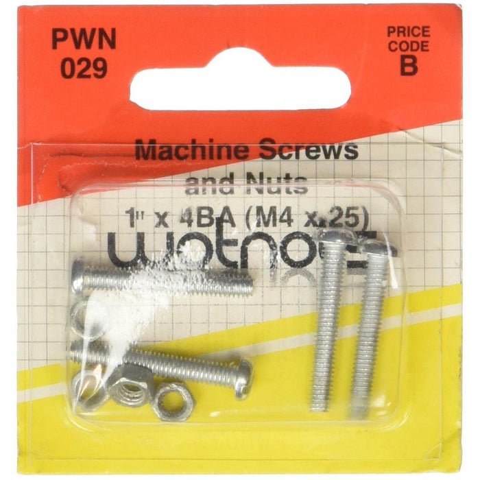 Wot-Nots Screws & Nuts - 1in. x 4BA  - Pack of 4 Wot-Nots - Town Tools 