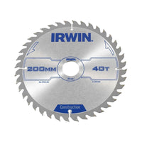 Irwin® Construction Circular Saw Blade 200 x 30mm x 40T ATB