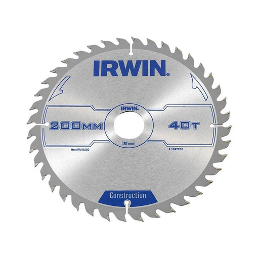 Irwin® Construction Circular Saw Blade 200 x 30mm x 40T ATB IRWIN® - Town Tools