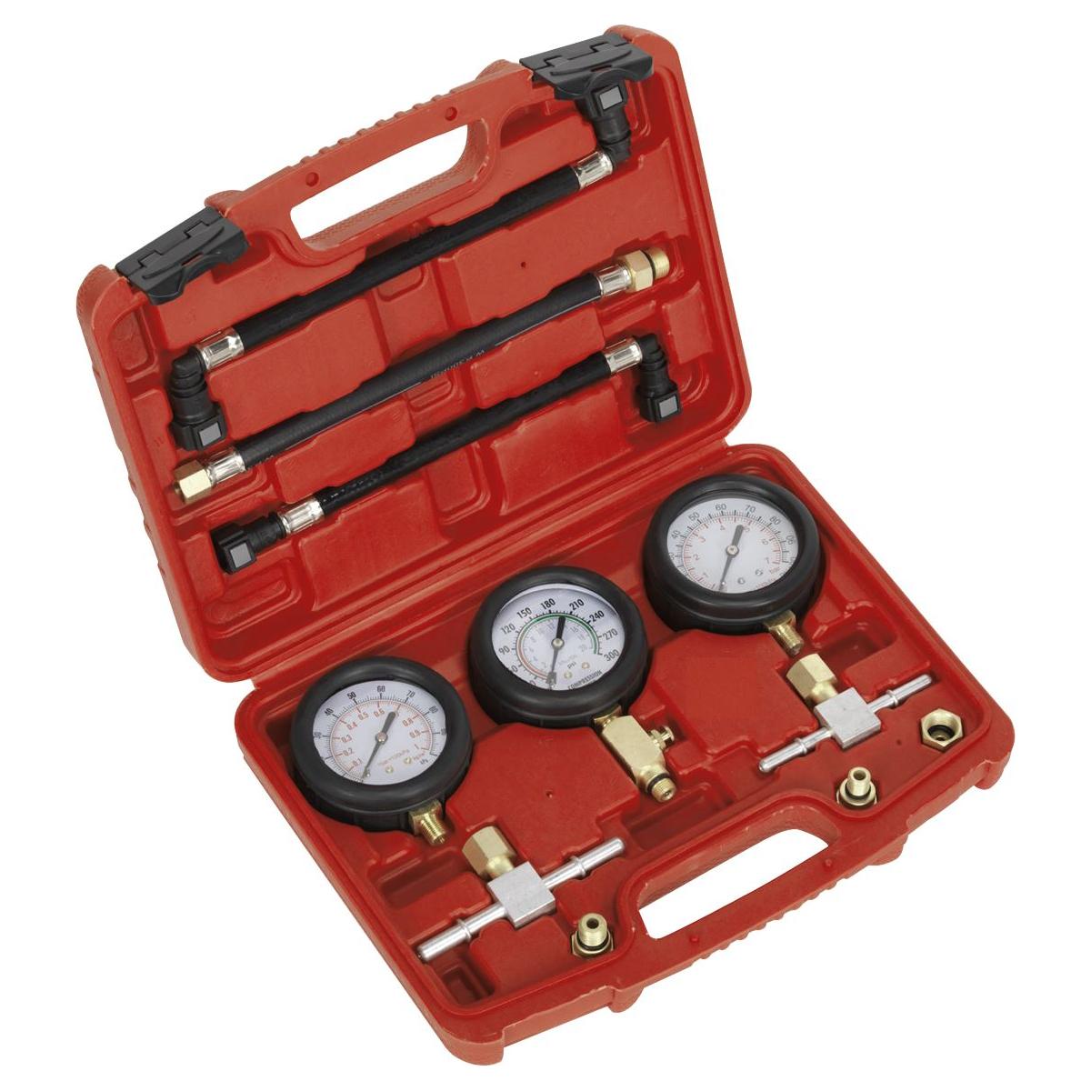 Sealey Motorcycle Compression & Fuel Pressure Gauge Set 3pc MS100 Sealey - Town Tools 