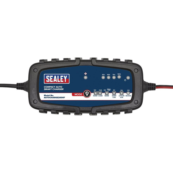 Sealey Compact Auto Smart Charger & Maintainer 2A 6/12V AUTOCHARGE200HF Sealey - Town Tools 