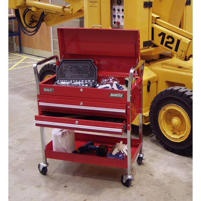 Sealey Trolley 2-Level Heavy-Duty with Lockable Top & 2 Drawers CX1042D Sealey - Town Tools 