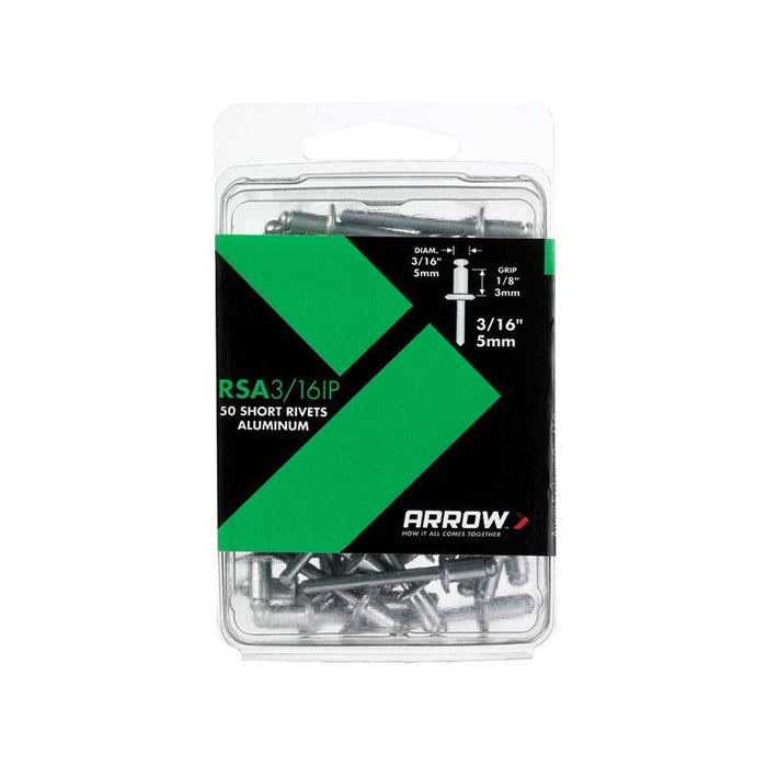 Arrow RSA 3/16IP Aluminium Rivets 3/16in Short Pack of 50 Arrow - Town Tools