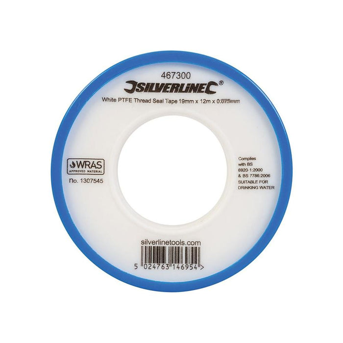 Silverline White PTFE Thread Seal Tape 10pk 19mm x 12m Silverline - Town Tools 