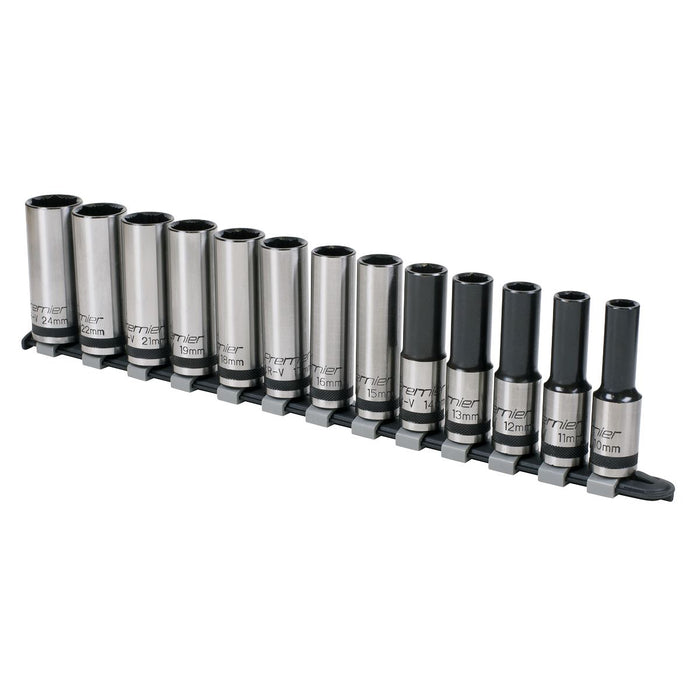 Sealey Premier Black Premier Black Deep Lock-On Socket Set 1/2"Sq Drive 13pc Sealey Premier Black - Town Tools 