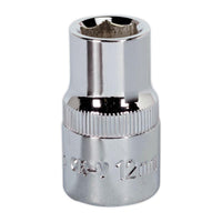 Sealey WallDrive Socket 12mm 1/2"Sq Drive Fully Polished SP1212