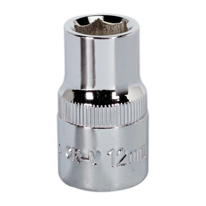 Sealey WallDrive Socket 12mm 1/2"Sq Drive Fully Polished SP1212 Sealey - Town Tools 