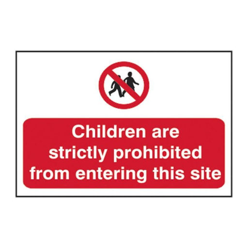 Scan Children Prohibited From Entering Site - PVC Sign 600 x 400mm Scan - Town Tools