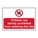 Scan Children Prohibited From Entering Site - PVC Sign 600 x 400mm Scan - Town Tools