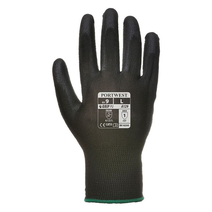 Portwest PU Palm Glove - Black  - Large - Pack of 12 Portwest - Town Tools 