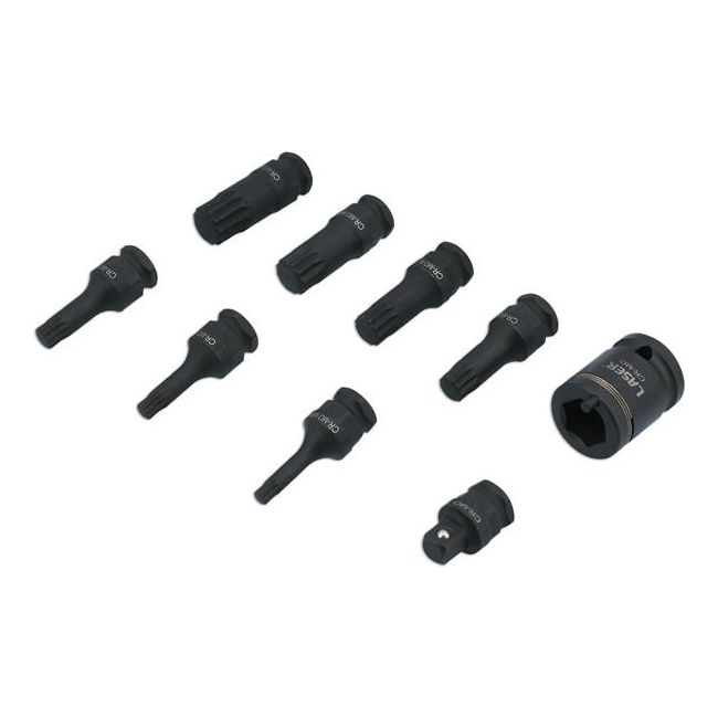 Laser Dual Drive Spline Impact Bit Socket Set 9pc 7979 Laser - Town Tools 