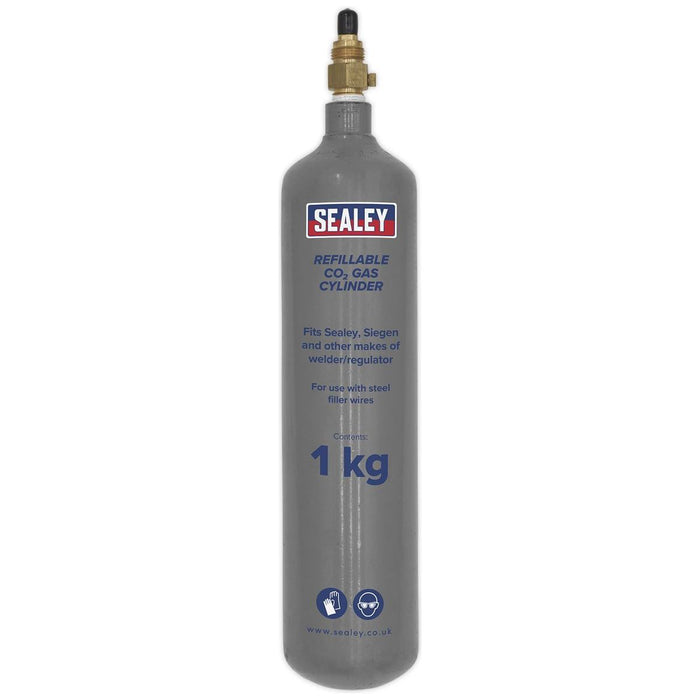 Sealey Gas Cylinder Refillable Carbon Dioxide 1kg CO2/1KG Sealey - Town Tools 