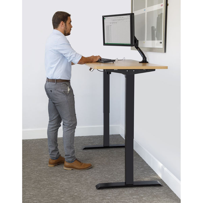 Dellonda Oak Electric Height Adjustable Standing Desk with Memory 1400 x 700mm