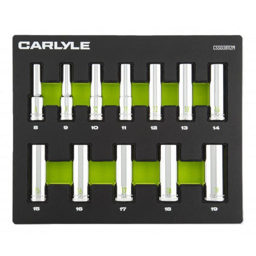 Carlyle Tools 12Pc 3/8 Drive 12 Point Deep Socket Set 8mm To 19mm - image 1