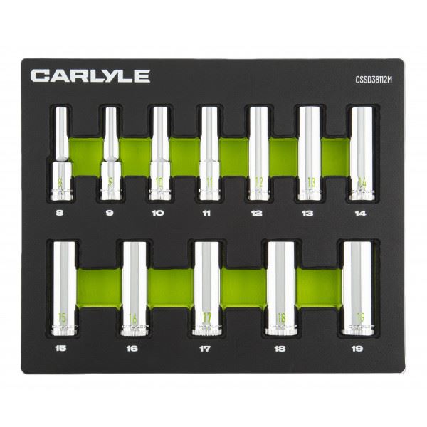 Carlyle Tools 12Pc 3/8 Drive 12 Point Deep Socket Set 8mm To 19mm