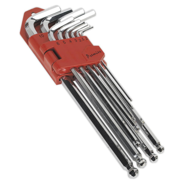 Sealey Ball-End Hex Key Set 10Pc Extra-Long Fully Polishe Sealey - Town Tools 