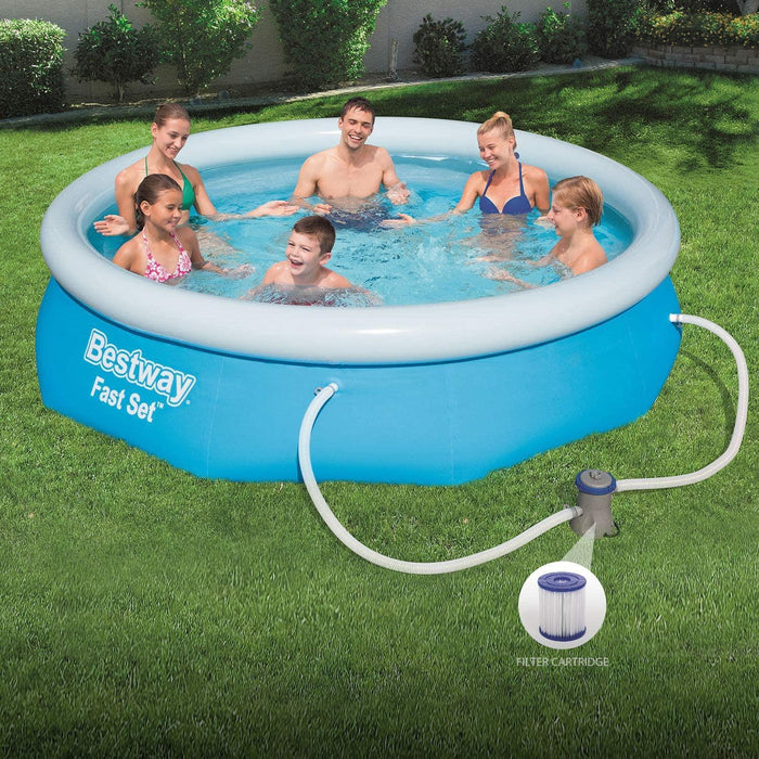 Bestway 10ft Fast Set Pool  10 Foot Kids Round Swimming Pool with Filter Pump Bestway - Town Tools 