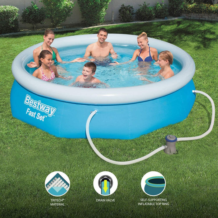 Bestway 10ft Fast Set Pool  10 Foot Kids Round Swimming Pool with Filter Pump Bestway - Town Tools 