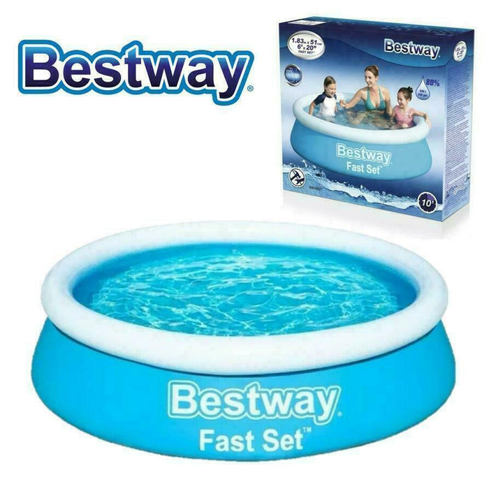 Bestway 6Ft X 20 inch Fast Set Swimming Pool Paddling Water Garden Fun Kids Bestway - Town Tools 