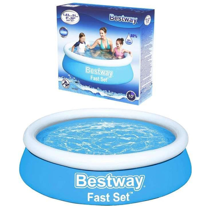 Bestway 6Ft X 20 inch Fast Set Swimming Pool Paddling Water Garden Fun Kids Bestway - Town Tools 