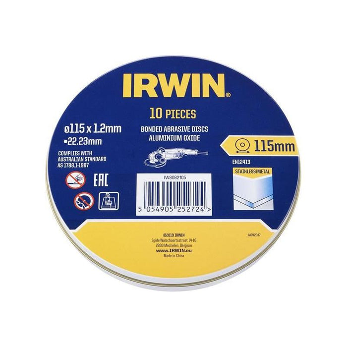 Irwin® Metal Cutting Disc 115 x 1.2 x 22.2mm Tin of 10 IRWIN® - Town Tools