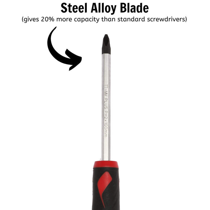 Teng Tools PH Screwdriver PH2 x 100mm L Hex Shaft Teng Tools - Town Tools 