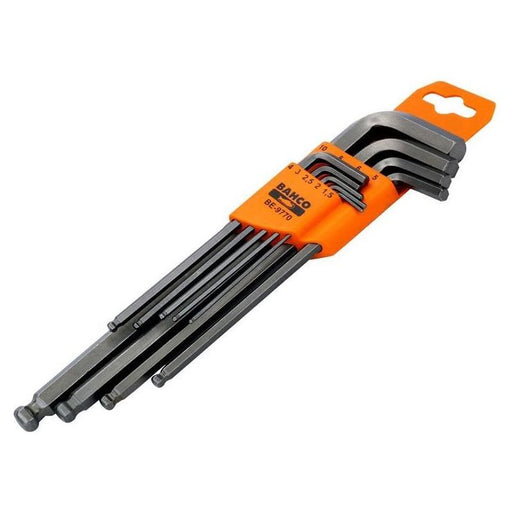 Bahco BE-9770 Metric Long Ball End Hex L-Key Set, 9 Piece Bahco - Town Tools