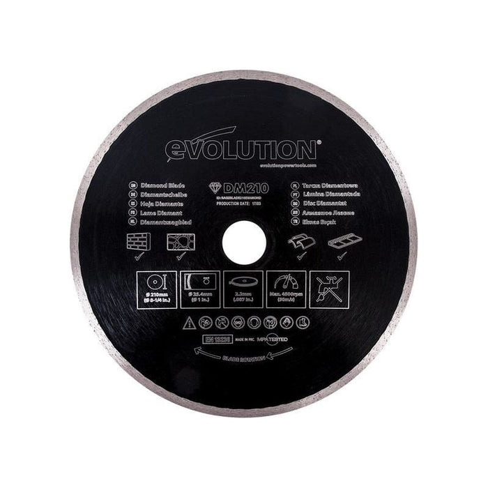 Evolution Diamond Blade, Continuous Rim 210 x 25.4mm Evolution - Town Tools