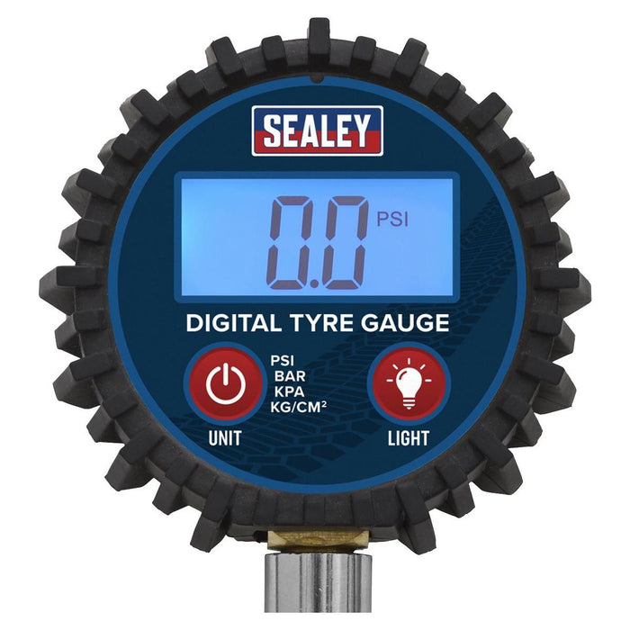 Sealey Digital Tyre Pressure Gauge with Swivel Head & Quick Release TST001 Sealey - Town Tools 