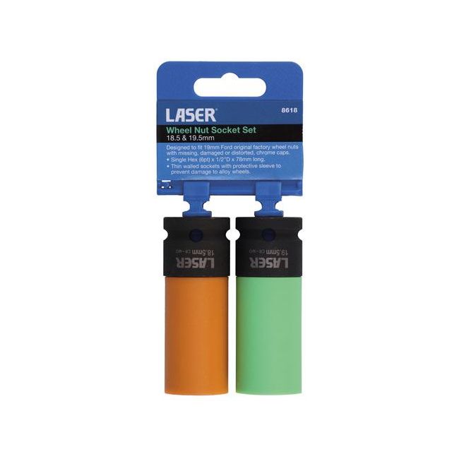 Laser Wheel Nut Socket Set 18.5 & 19.5mm 8618 Laser - Town Tools 