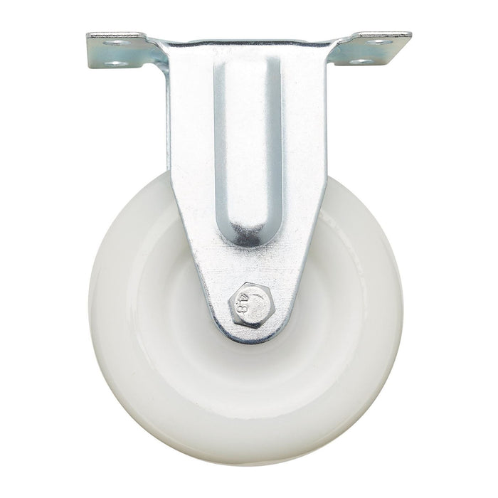 Draper Fixed Plate Fixing Nylon Wheel, 100mm Diameter, S.W.L. 125kg Draper - Town Tools