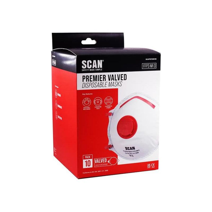 Scan Moulded Disposable Valved Masks FFP3 (Pack 10) Scan - Town Tools