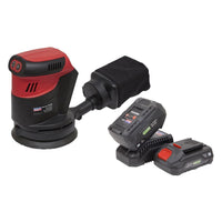 Sealey Cordless Orbital Palm Sander Kit125mm 20V SV20 Series 2 Batteries