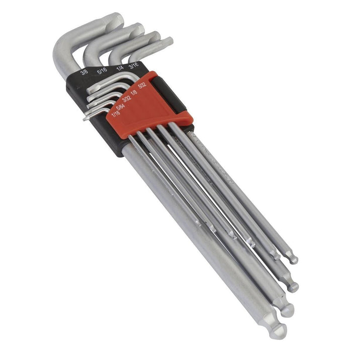 Sealey Ball-End Hex Key Set 9pc Lock-On Imperial AK7181 Sealey - Town Tools 