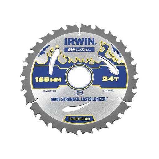 Irwin® Weldtec Circular Saw Blade 165 x 30mm x 24T ATB IRWIN® - Town Tools