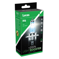Lucas  H4 12v  LightBOOSTER 200% Brighter Upgrade Bulbs Headlight Headlamp