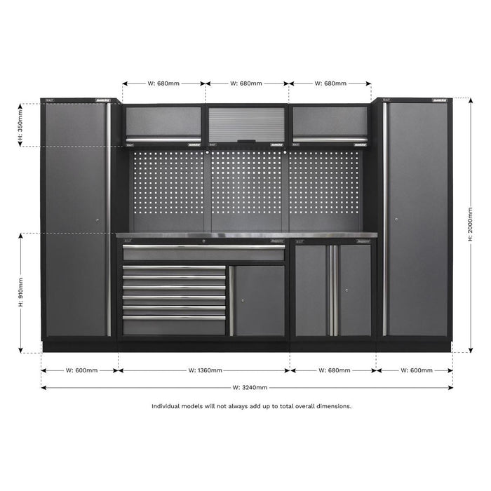 Sealey Superline Pro 3.24m Storage System Stainless Steel Worktop Sealey - Town Tools 