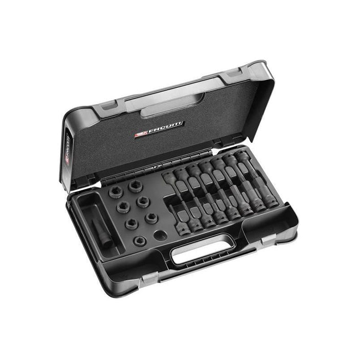 Facom 6-Point Stubby Impact Socket Set 1/2in SQDR, 23 Piece Facom - Town Tools
