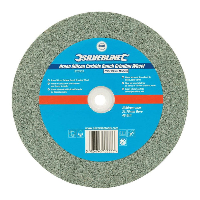 Silverline Green Silicon Carbide Bench Grinding Wheel 200 x 20mm Medium Silverline - Town Tools 