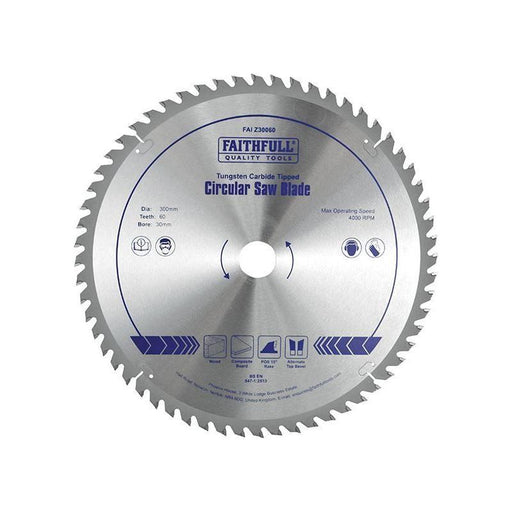 Faithfull TCT Circular Saw Blade 300 x 30mm x 60T POS Faithfull - Town Tools